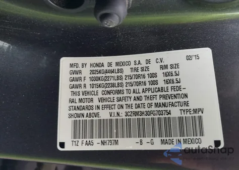 2015 Honda Cr-V Lx from USA, damaged, VIN 3CZRM3H30FG703754